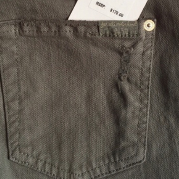NWOT 7FAM Green Ankle Straight Distressed Jeans - Picture 6 of 6